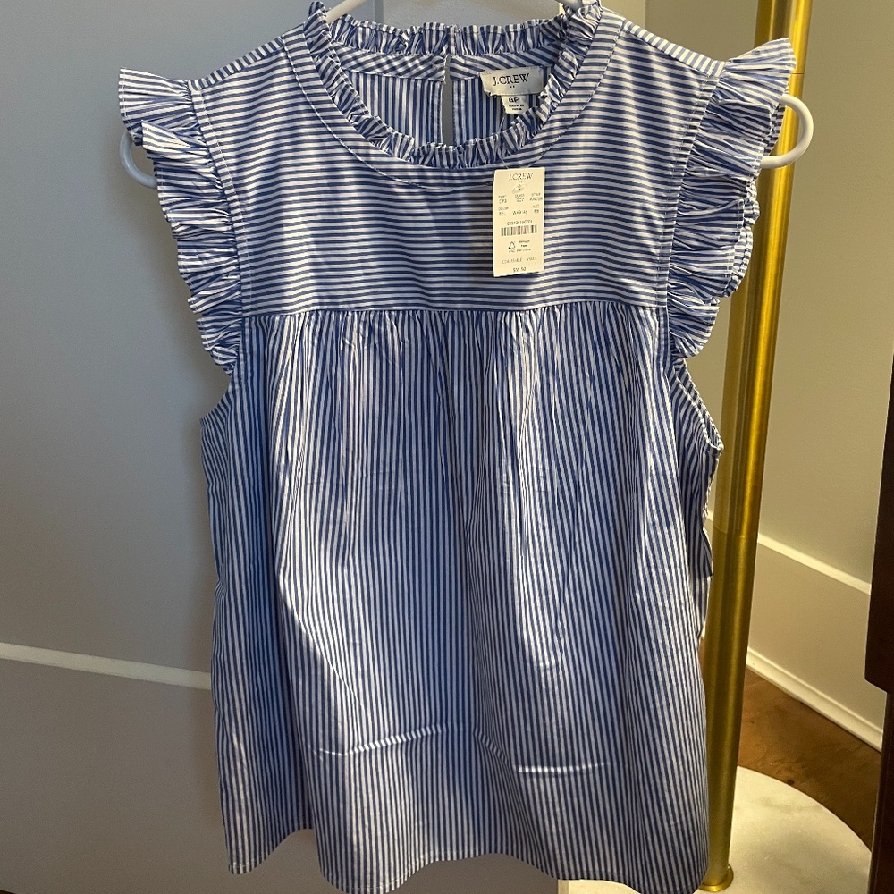 NWT J. Crew Seersucker Cotton Poplin Top